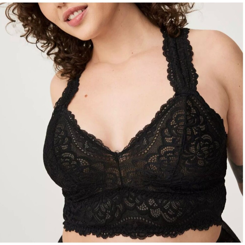 Torrid Curve Unlined Lace Racerback Bralette Womens 5 Black Floral Sexy Goth NWT